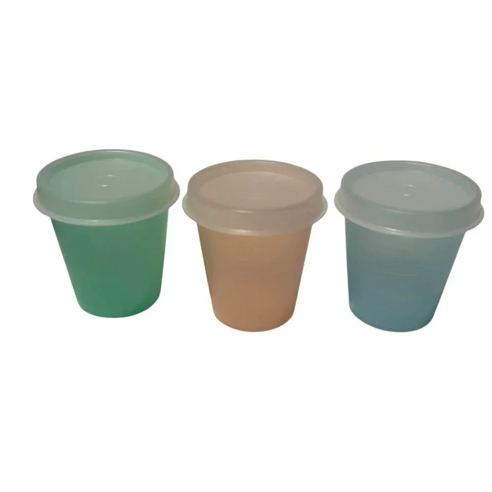 Vintage Tupperware Midgets Mini 2 oz Food Storage Containers Cups 101 Lids 6